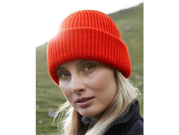 Gorros de lana transpirables y resistentes con forro de algodón reciclado Naranja detalle 7