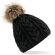 Fur Pom Pom Cable Beanie personalizado negro