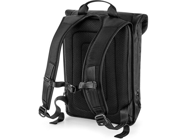 Mochilas para portátil personalizadas de poliéster tejido trenzado Pitch Black Negro detalle 1