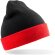 Gorro de lana con logo negro reciclado 340 g/m² doble grosor tacto suave Negro/rojo