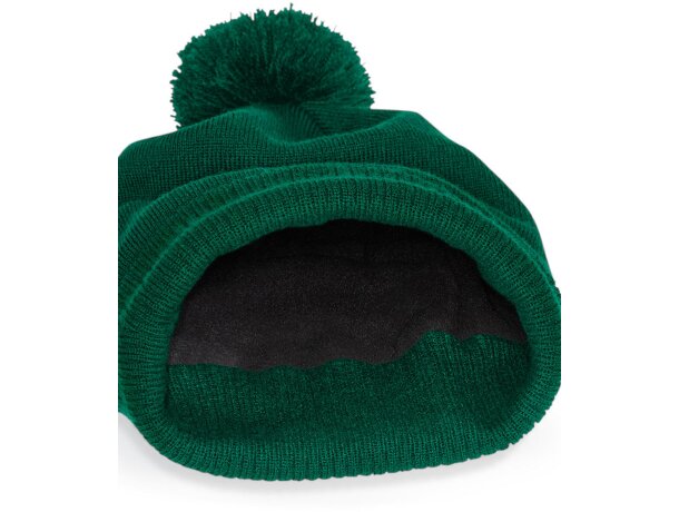 Gorros de lana Snowstar térmicos con forro micropolar y pompón Verde botella detalle 7