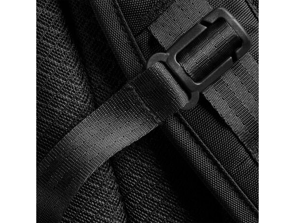 Mochilas para portátil personalizadas de poliéster tejido trenzado Pitch Black Negro detalle 4