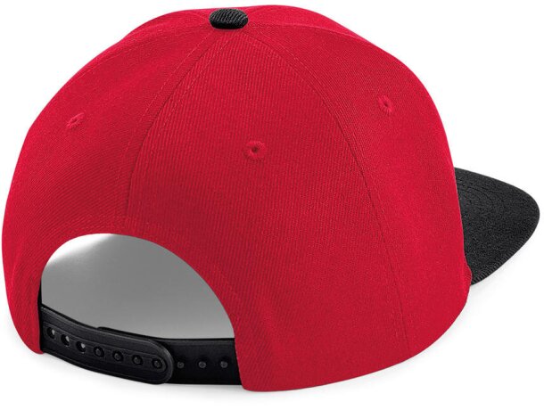 Gorra snapback promocional retro 6 paneles visera plana 100% poliéster Rojo clasico/negro detalle 3