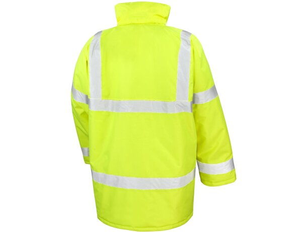 Chaquetas alta visibilidad resistentes al viento y al agua con capucha oculta Amarillo de alta visibilidad detalle 1