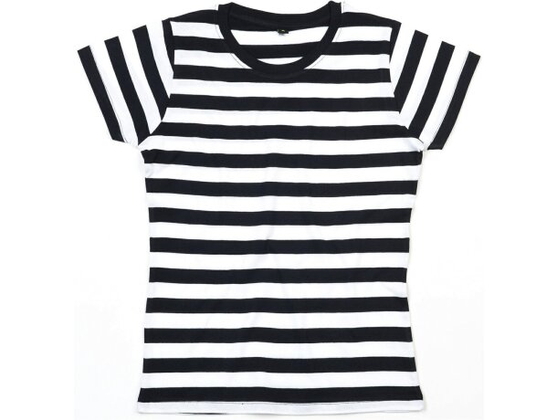 Camiseta de manga larga con rayas blancas y negras para mujer