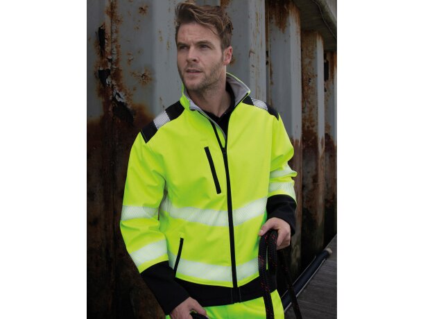 Chaquetas alta visibilidad impermeables poliéster 310 g/m2 Amarillo fluorescente/negro detalle 3