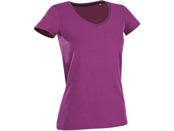 Camisetas mujer cuello v poliéster-algodón 170 g/m2 Claire Gris brezo detalle 2