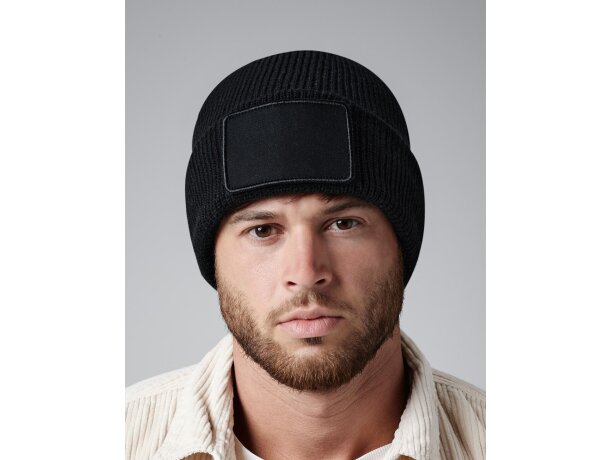 Gorros de lana tThinsulate™ doble capa tacto suave parche intercambiable Negro detalle 1