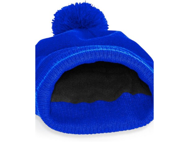 Gorros de lana Snowstar térmicos con forro micropolar y pompón Azul royal brillante detalle 4