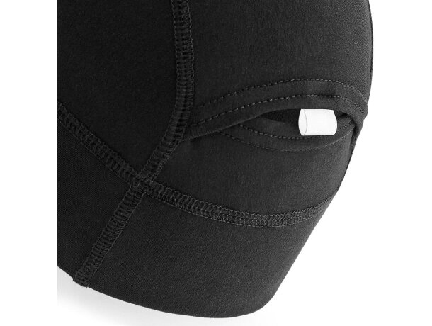 Gorro de lana promocional con logotipo tejido softshell transpirable Negro detalle 1