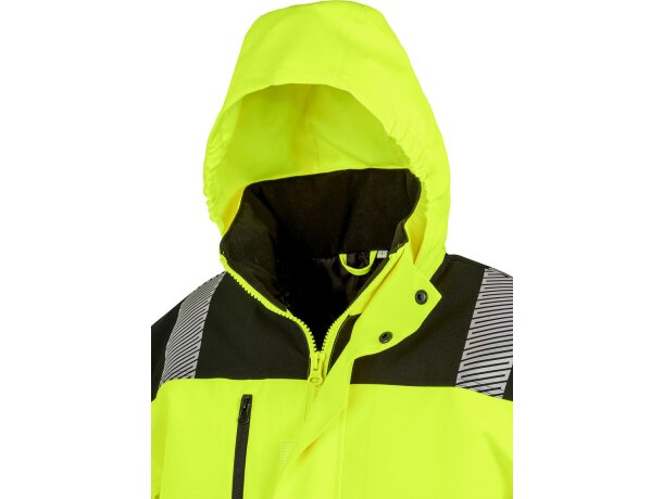 Chaquetas alta visibilidad impermeables con poliéster 200 g/m2 Amarillo fluorescente/negro detalle 3