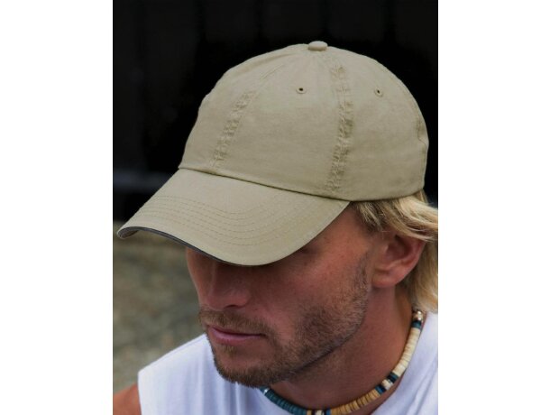 Gorra de sarga con 6 paneles barata gris plateado/carbon