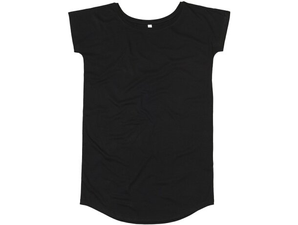 Camisetas mujer vestido de algodón orgánico 150 g/m2 Loose FIT Negro detalle 2