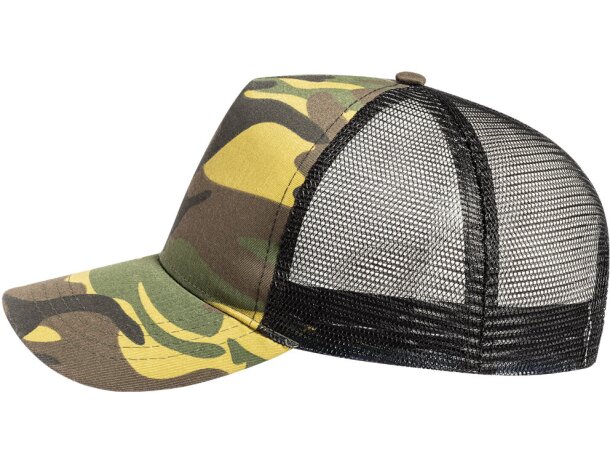 Gorras trucker para empresas Pamper RPET 5 paneles cierre ajustable camuflaje sostenible detalle 3