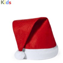 Gorro papa noel niño flip con tira frontal y pom pom blancos