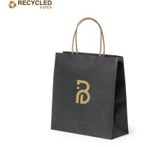 Bolsa kraft para propaganda Fortis reciclada negra 100g asas reforzadas 6kg