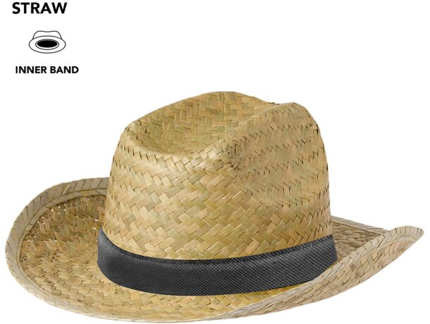 Sombrero de paja trenzado verde natural Leone detalle 1