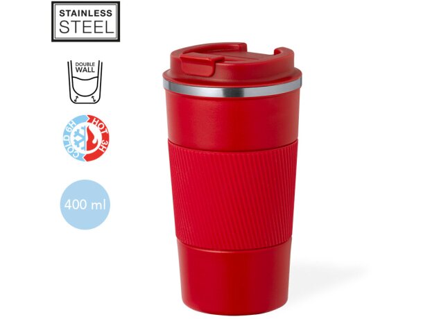 Vaso térmico publicitario con dosificador en tapa acero inoxidable 400ml Drury detalle 1