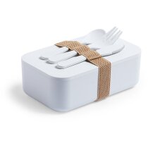 Fiambrera corporativa Molkas de PLA compostable con tenedor cuchara cuchillo