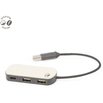 Hub USB con Nylox fibra de café 2.0 dual USB/Tipo C 3 puertos sostenibles