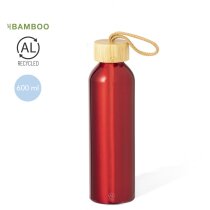 Botellas de aluminio Irvinson de 600ml con tapón de bambú y cordón trenzado