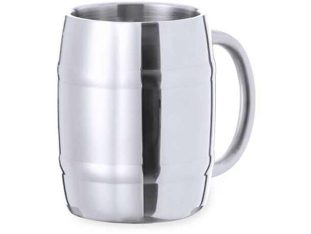 Taza vintage original Solara de acero inox 450ml con asa en forma de barril detalle 2