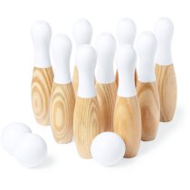 Bolos de madera de pino con parte superior lacada en blanco