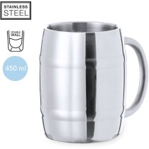 Taza vintage original Solara de acero inox 450ml con asa en forma de barril