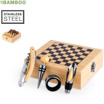 Set de vino serigrafiado Paluk ajedrez bambú natural