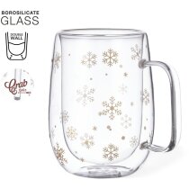 Tazas de cristal térmicas Doglex con diseño de copos de nieve 400ml