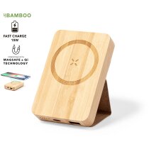 Powerbank de bambú Dobson con cargador inalámbrico y soporte corcho