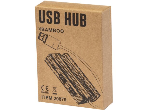 Hub usb de bambú con soporte móvil Cirzo detalle 4