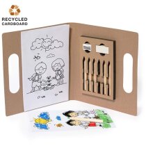 Lápices de colores set Clumber en carpeta reciclada con dibujos y sacapuntas