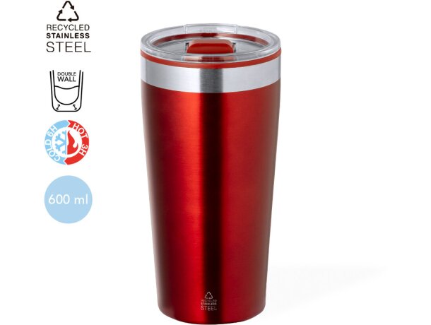 Vaso térmico colores metalizados de acero inoxidable reciclado 600ml Dione detalle 1