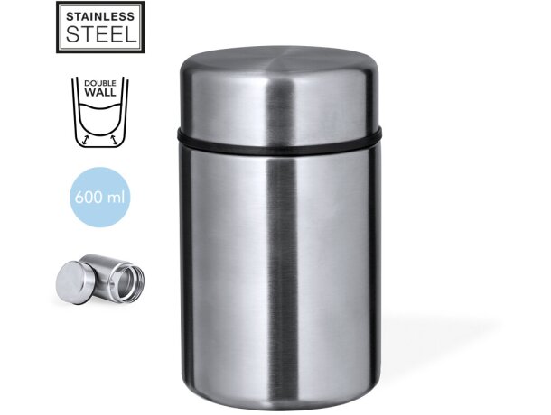 Fiambrera promocional Zanka doble pared acero inox 600 ml cierre seguro detalle 1