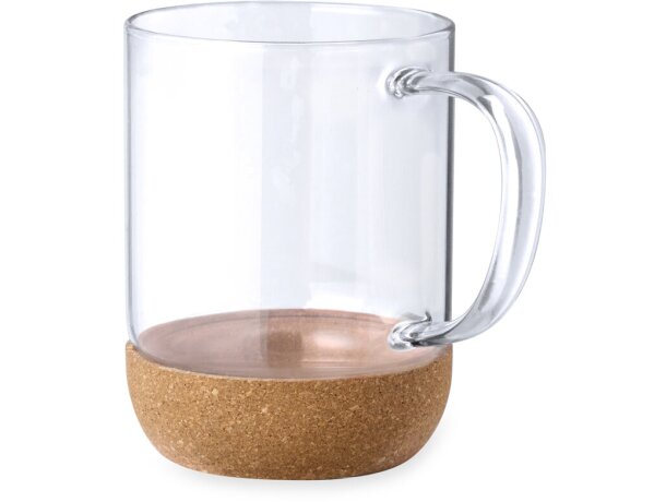 Tazas de cristal Saryne de borosilicato con corcho y capacidad de 450ml detalle 2