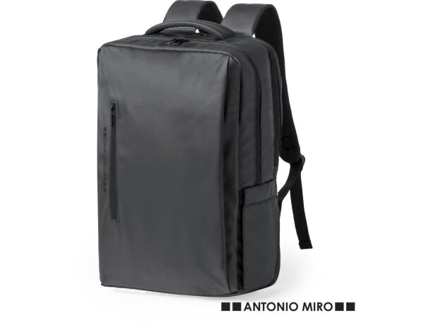 Mochilas para portátil corporativas Ladian calidad premium polipiel negra detalle 1