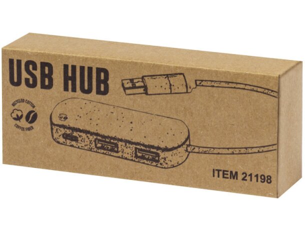 Hub USB con Nylox fibra de café 2.0 dual USB/Tipo C 3 puertos sostenibles detalle 7