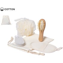 Set baño Seido con bolsa de autocierre y accesorios de madera