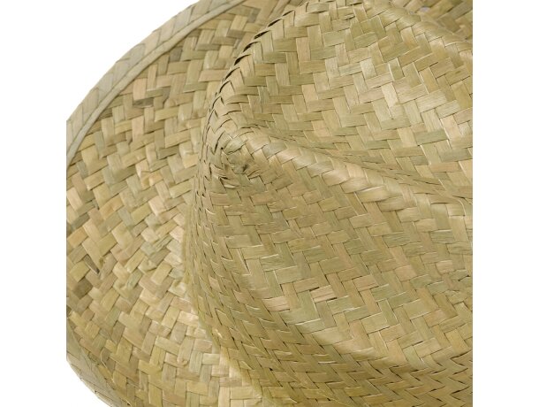 Sombrero de paja trenzado verde natural Leone detalle 4