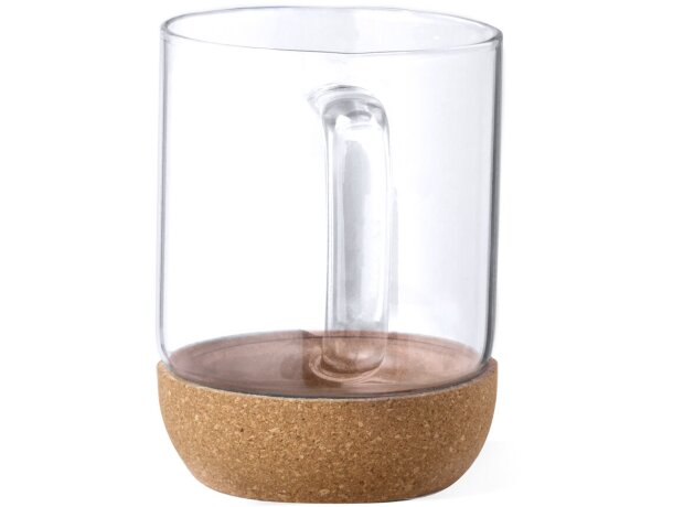 Tazas de cristal Saryne de borosilicato con corcho y capacidad de 450ml detalle 3