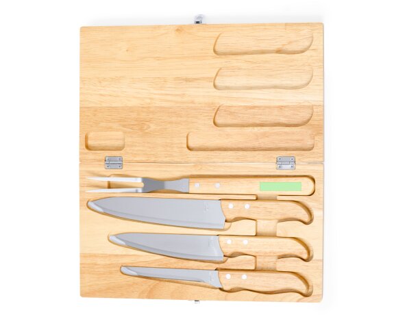 Set cuchillos Bergin hechos en madera natural y acero inox (personalizado, barato) detalle 5