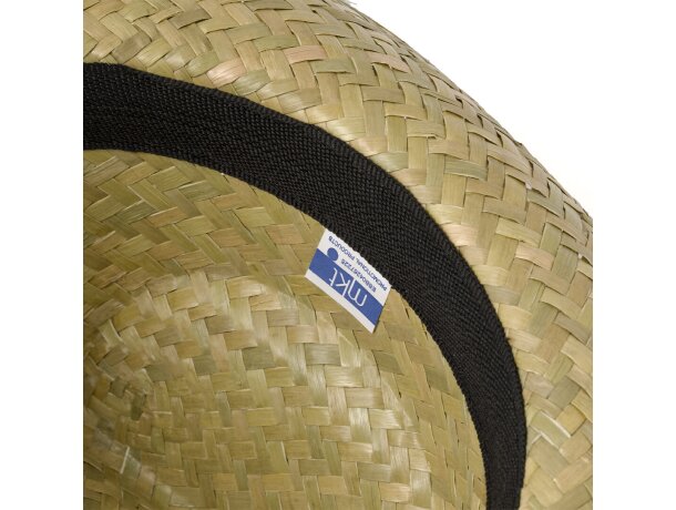 Sombrero de paja trenzado verde natural Leone detalle 5