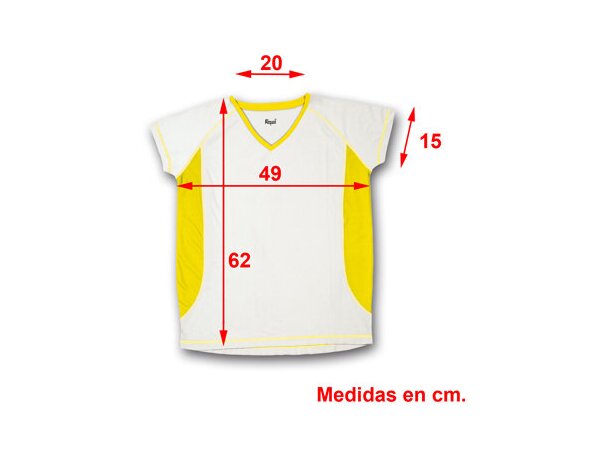 Camisetas publicitarias Arabia mujer 6 col combinados con blanco 4 tallas detalle 1